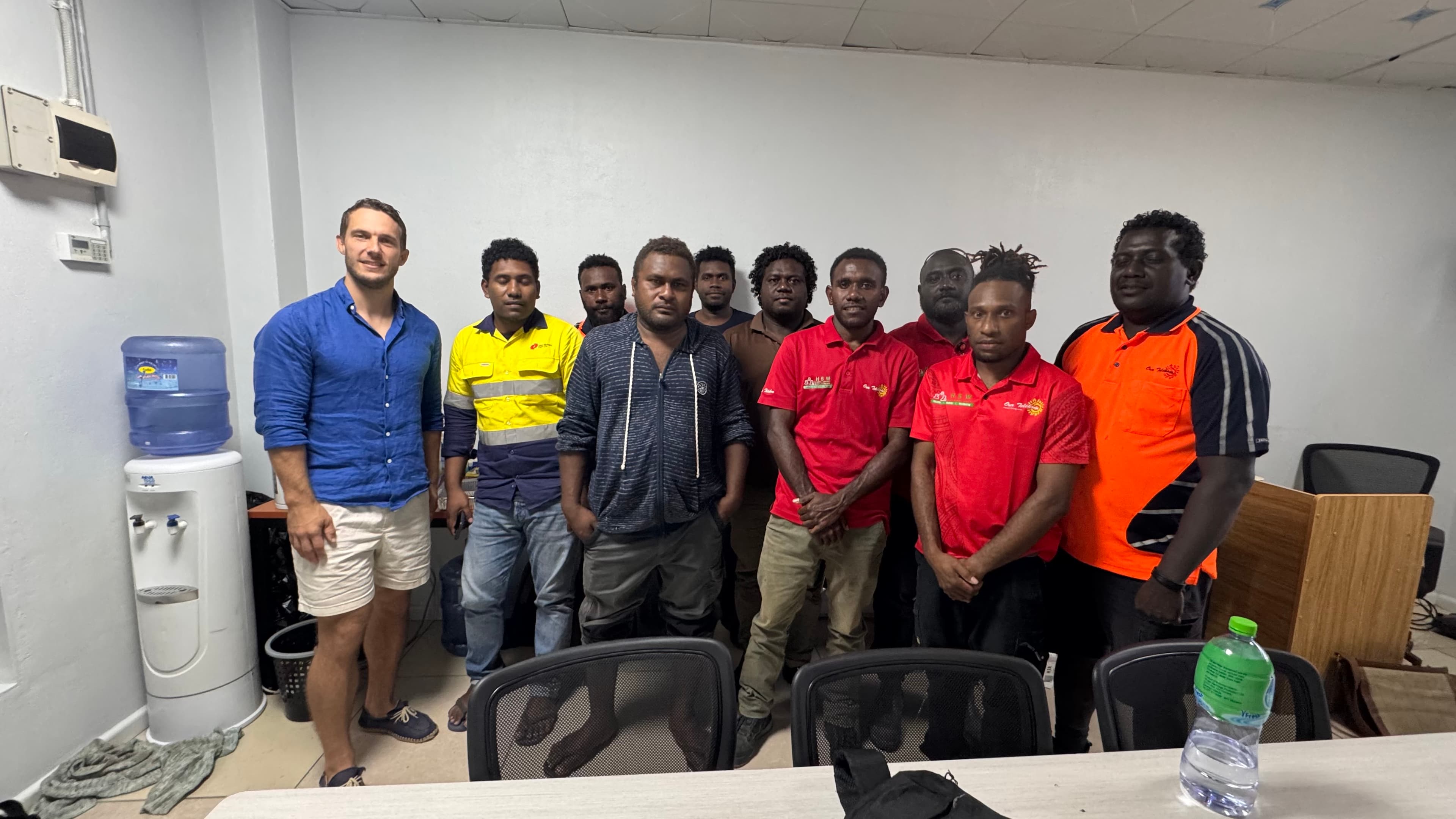 Training participants gathered at the completion of a technical training programme in Honiara